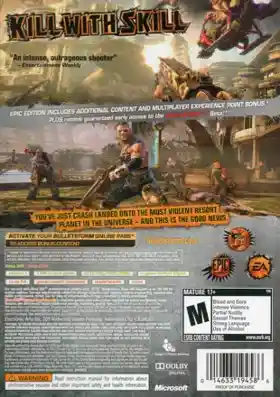 Bulletstorm Epic Edition (USA) box cover back